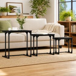 Nesting Coffee Table 3 Pcs Black Industrial Modern Living Room Accent Tables Set