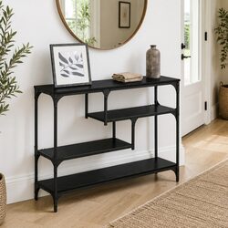 Black Console Table Narrow Hallway Accent End Table Industrial Style Home Decor