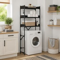 Washing Machine Shelf Laundry Room Storage Unit Modern Organiser Black