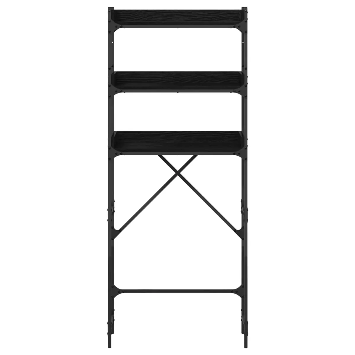 Washing Machine Shelf Modern Organiser 67 x 25 x 163 cm Black and Oak Effect