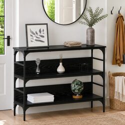 Console Table Black Engineered Wood Industrial Style Living Room Accent