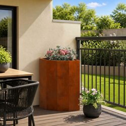Corner Planter Garden 30x30x50cm Steel Weathering Outdoor Patio Raised Planter