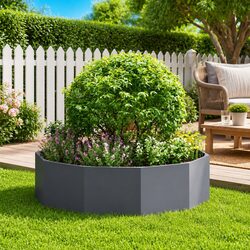 Round Garden Planter Anthracite 120x120x35cm Steel Outdoor Patio Pot