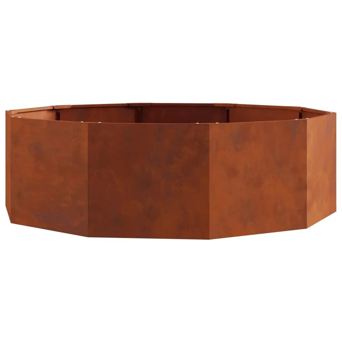 Round Garden Planter Steel 120 x 120 x 35 cm Brown Outdoor