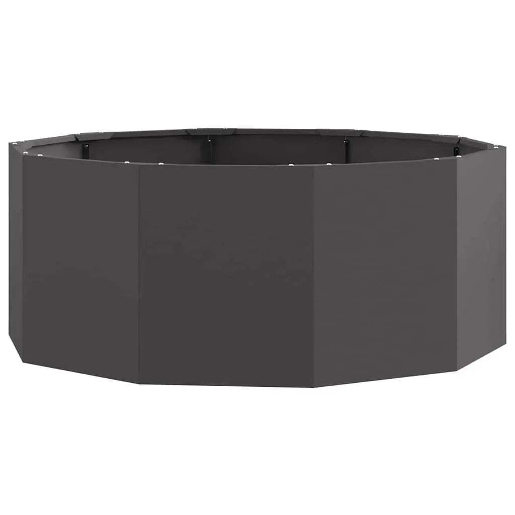Round Garden Planter Steel Black Outdoor Patio Container