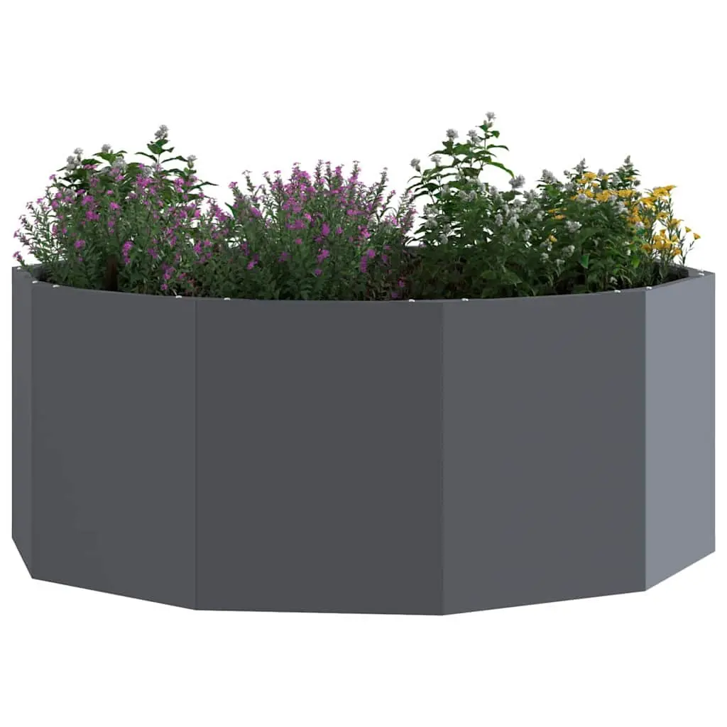 Steel Round Planter Outdoor Anthracite 90x90x35cm Garden Pot Container