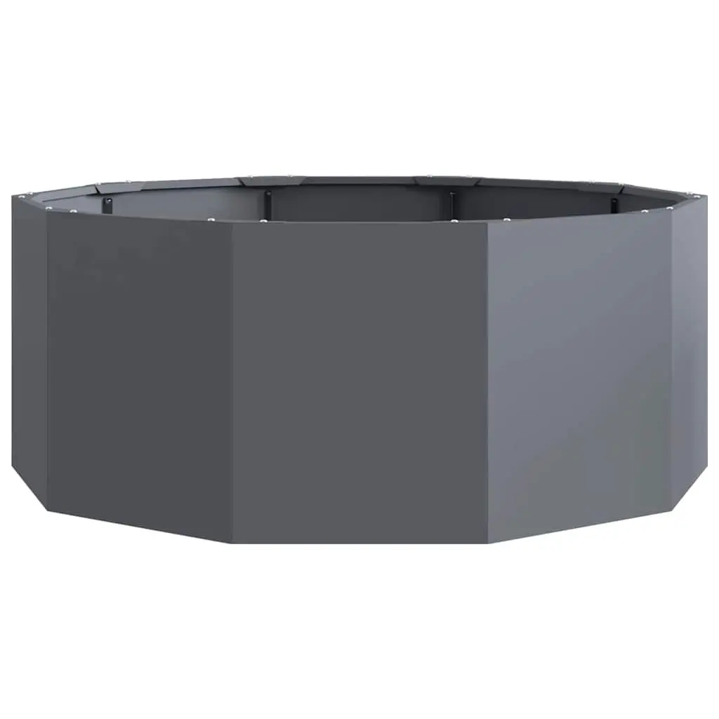 Steel Round Planter Outdoor Anthracite 90x90x35cm Garden Pot Container