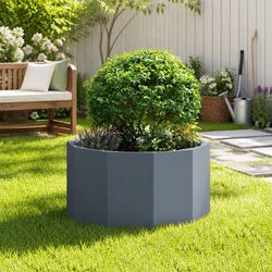Steel Garden Planter Round Anthracite Outdoor Pot Patio Terrace Flower Container