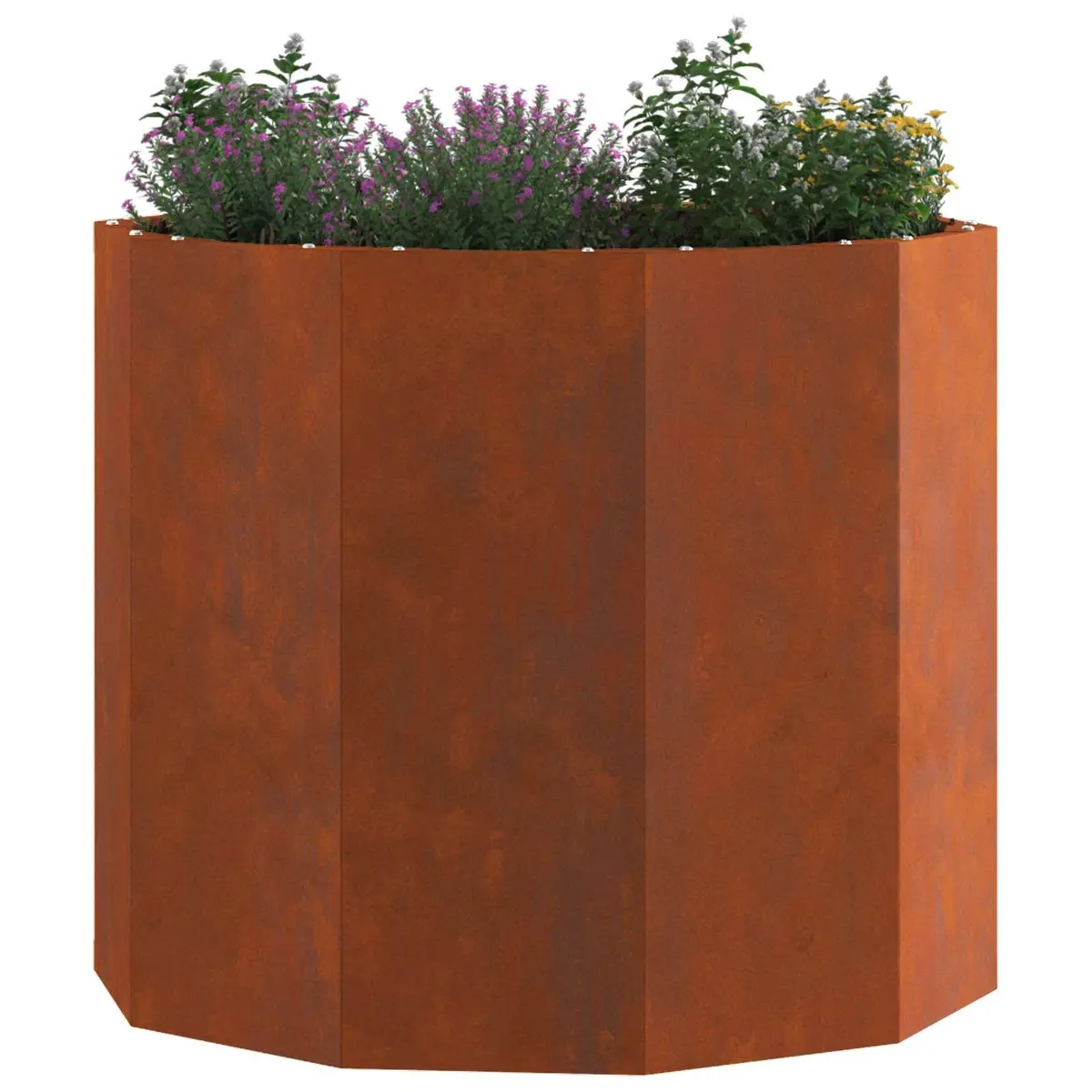 Round Garden Planter Steel Outdoor Durable 60x60x50cm Brown