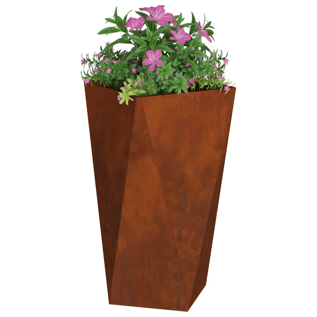 Garden Planter Box Rectangular Steel Weathering 40x40x75cm Brown