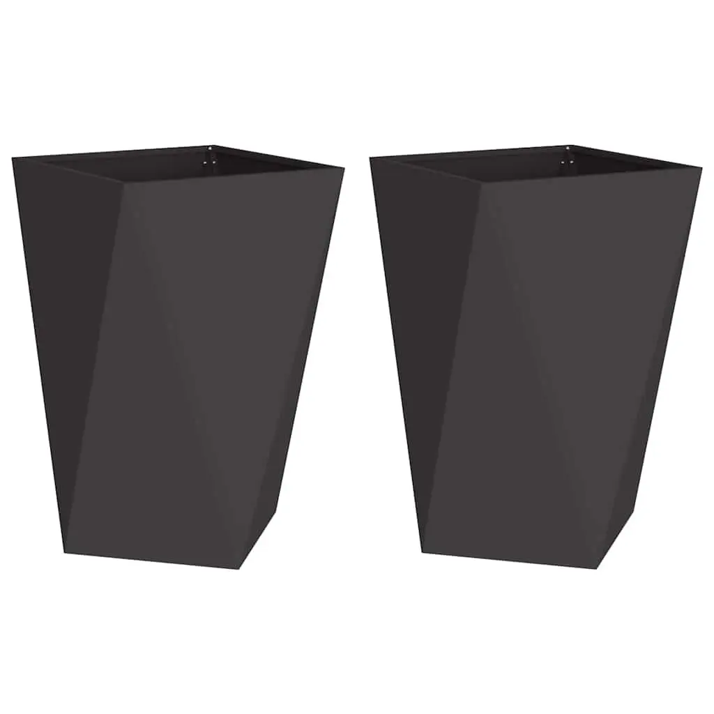Steel Planter Box 50x50x75cm Black Outdoor Garden Pot Corrugated Sides