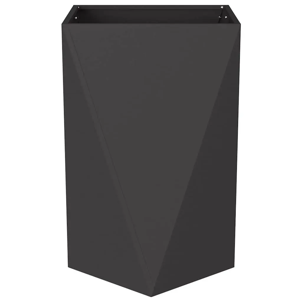 Steel Planter Box 50x50x75cm Black Outdoor Garden Pot Corrugated Sides