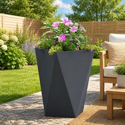 Steel Garden Planter Box 50x50x75cm Outdoor Anthracite Corrugated Raised Bed