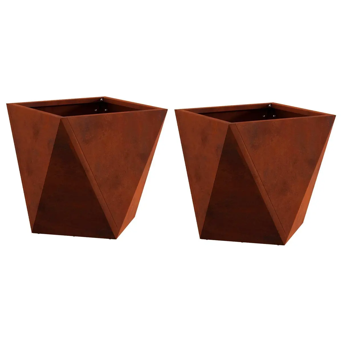 Garden Planter Steel Box Weathering Rusty Brown 30x30x30cm 2 pcs Set