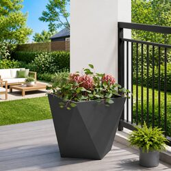 Steel Planter Box Black 40x40x40cm Garden Outdoor Corrugated Planter Pot