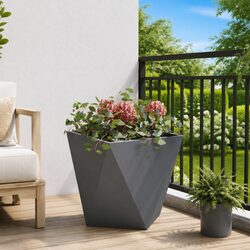 Steel Garden Planter Box Anthracite 40x40x40cm Outdoor Corrugated Flower Pot