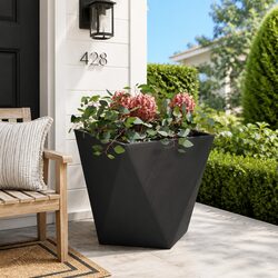 Steel Garden Planter Box 50x50x50cm Black Outdoor Pots Corrugated Square Raised