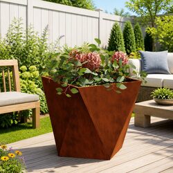 Garden Planter Box 50x50x50cm Outdoor Weathering Steel Corrugated Rustic