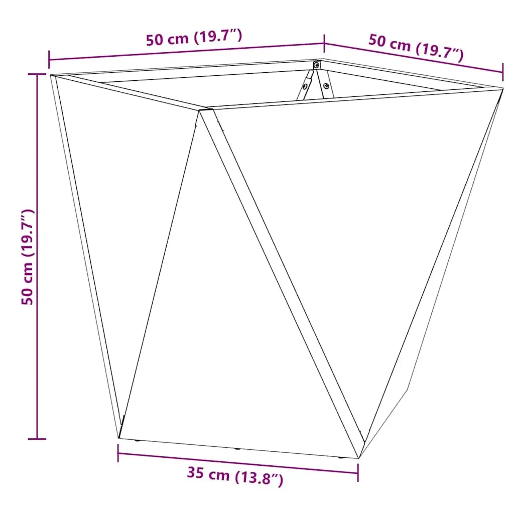 Garden Planter Set of 2 Steel Outdoor Pot Box 50 x 50 x 50 cm Brown