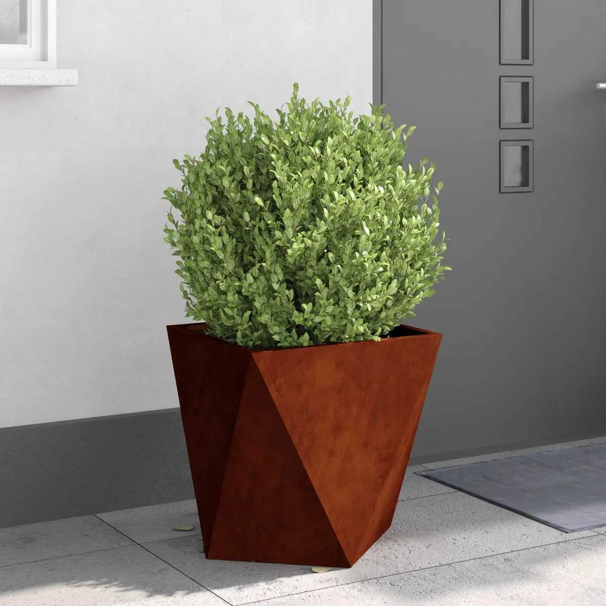 Garden Planter Set of 2 Steel Outdoor Pot Box 50 x 50 x 50 cm Brown