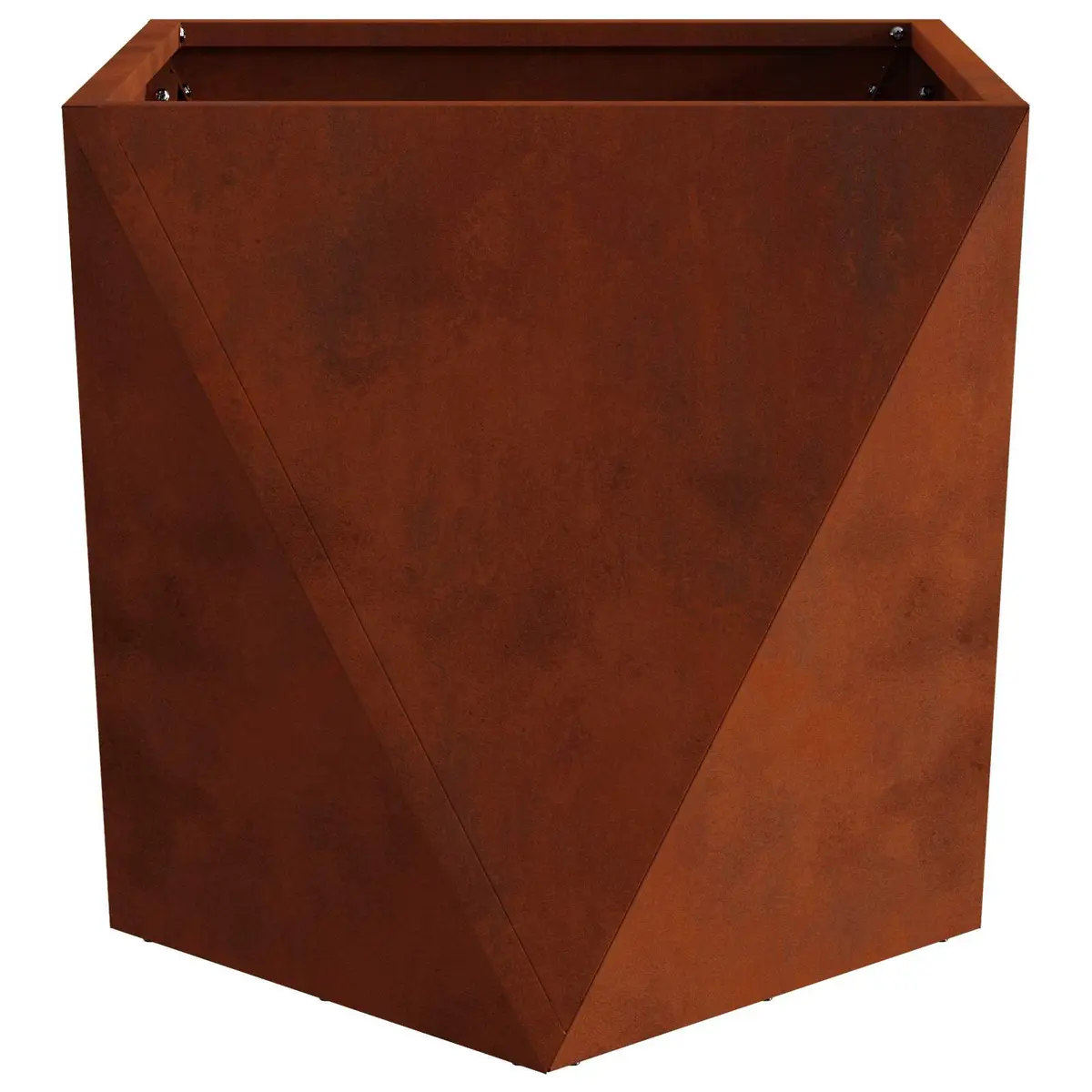 Garden Planter Set of 2 Steel Outdoor Pot Box 50 x 50 x 50 cm Brown