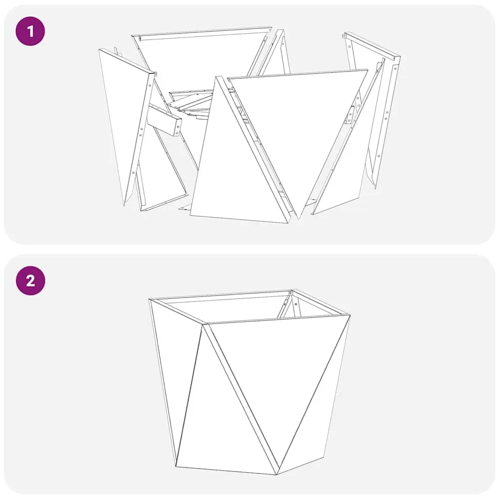 Garden Planter Set of 2 Steel Outdoor Pot Box 50 x 50 x 50 cm Brown