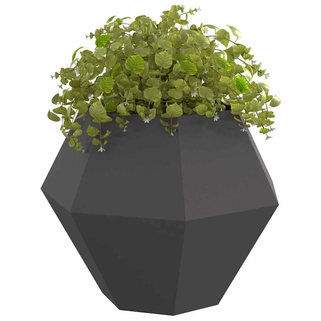 Steel Garden Planter Box Rectangular Outdoor Patio 100x100x80cm Black