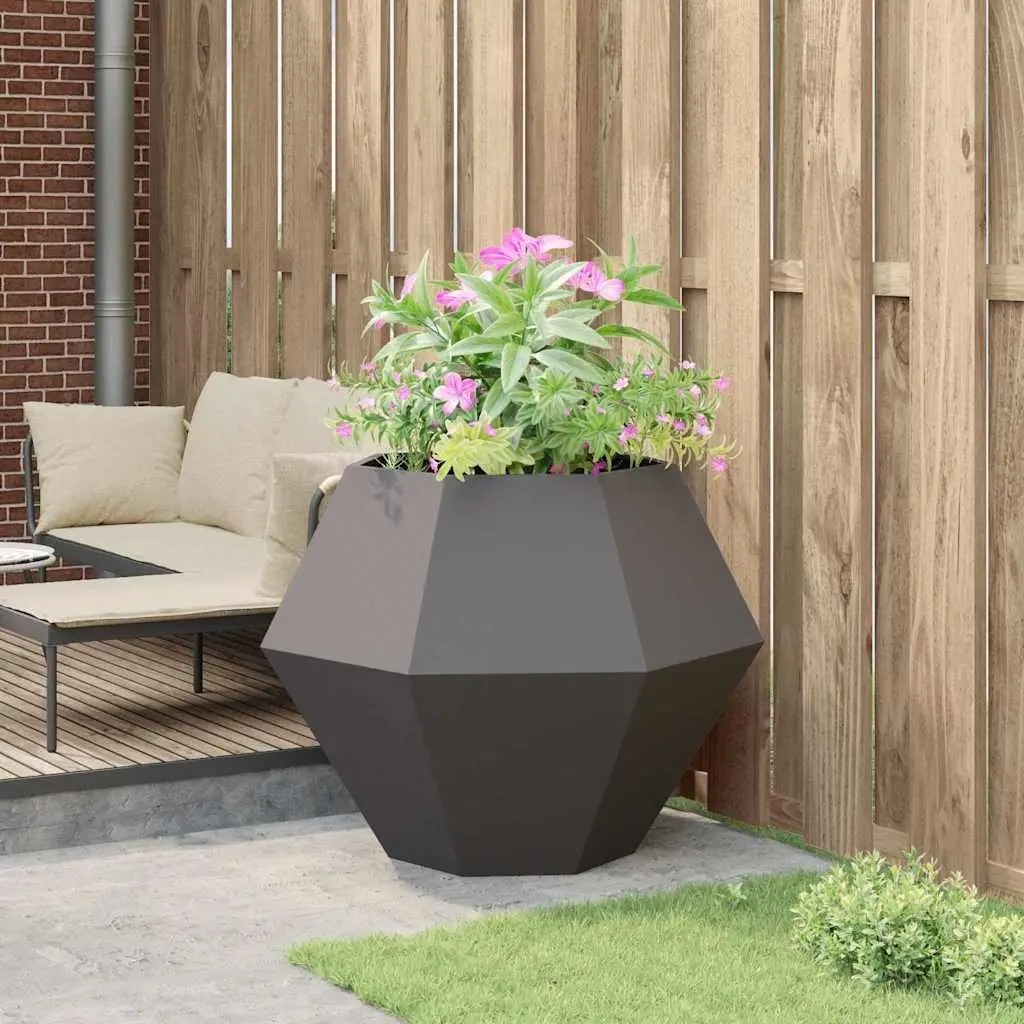 Steel Garden Planter Box Rectangular Outdoor Patio 100x100x80cm Black