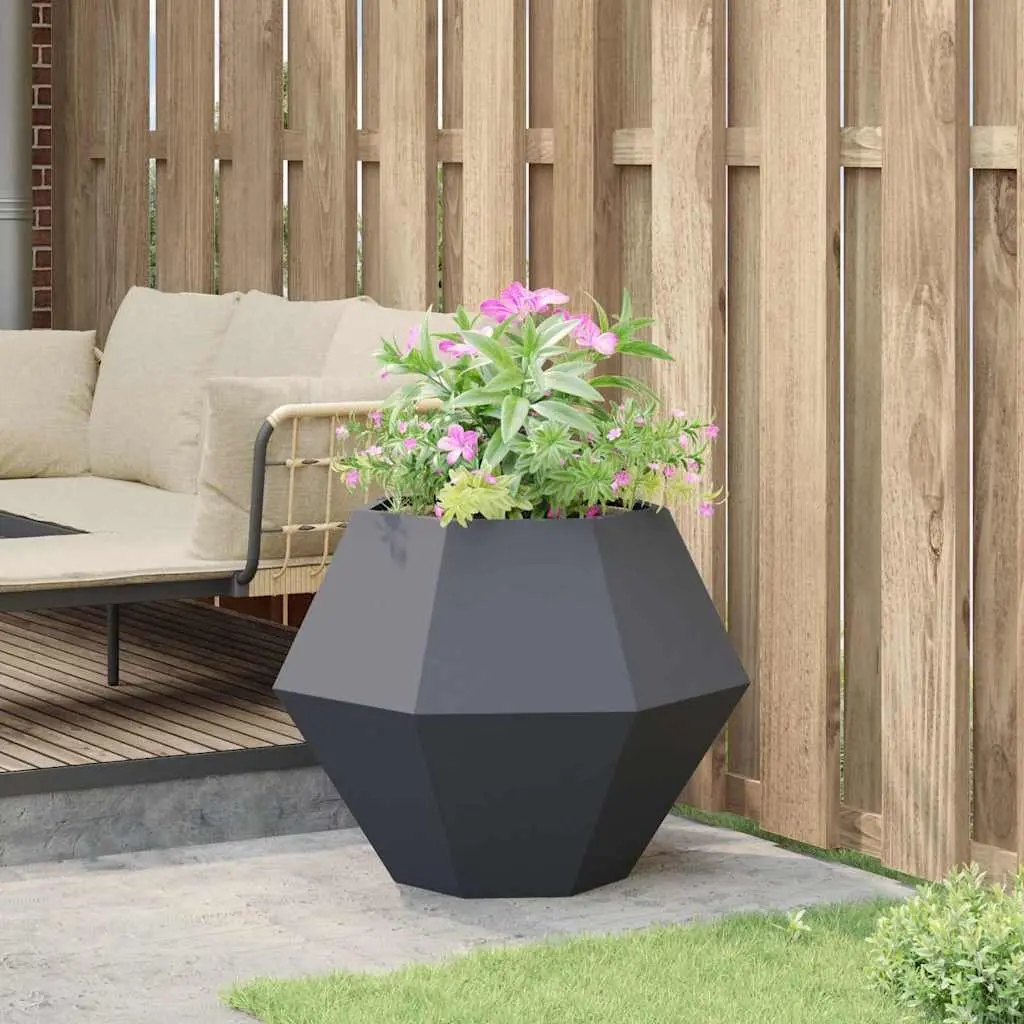 Garden Planter Rectangular Steel Anthracite 75 x 75 x 60 cm Outdoor Patio