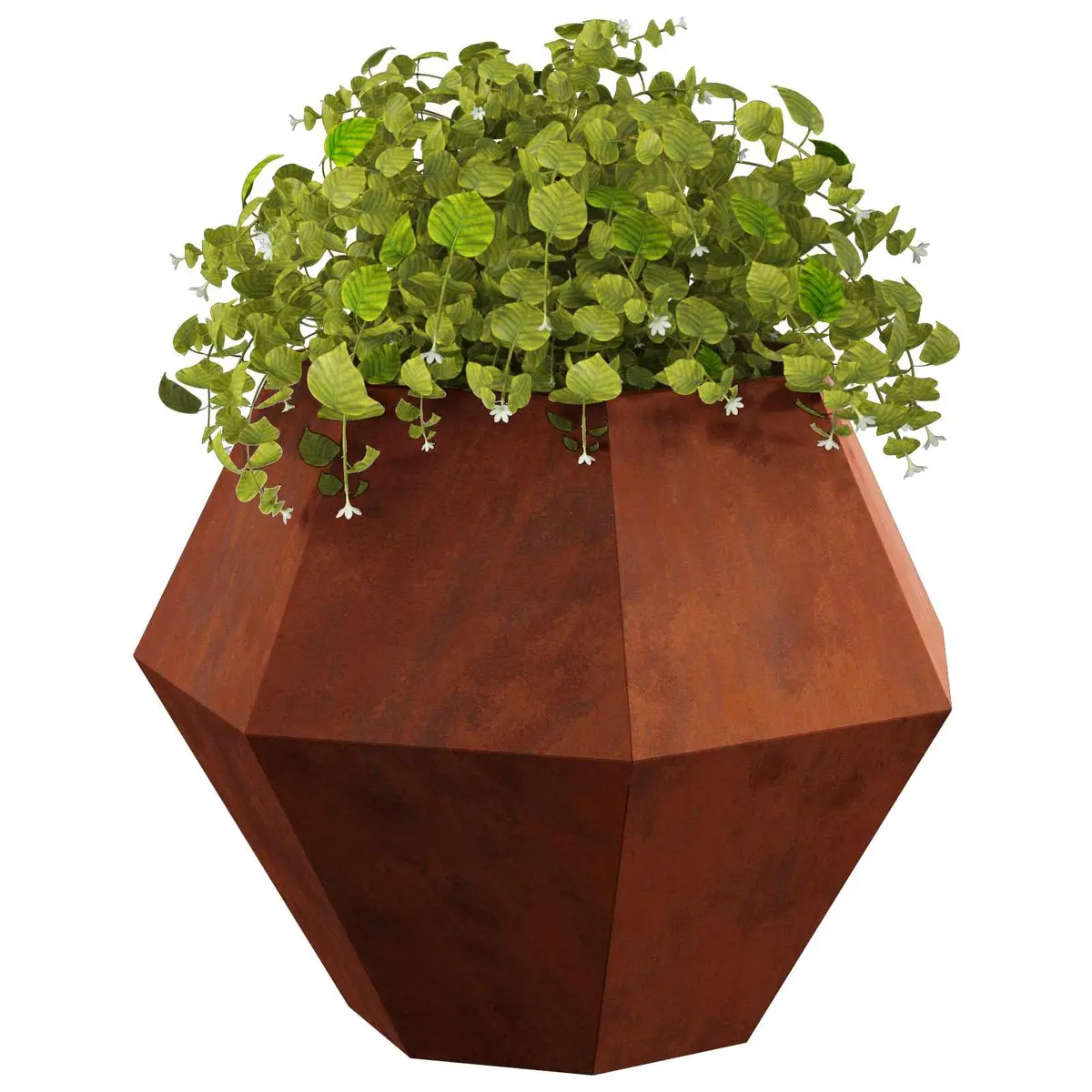 Rectangular Garden Planter Steel Outdoor Flower Pot Brown 75x75x60 cm
