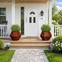 Planter 2 pcs Rectangular Outdoor Garden Pot Weathering Steel 75 x 75 x 60 cm