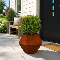 Garden Planter Rectangular 50 x 50 x 40 cm Outdoor Weathering Steel Brown