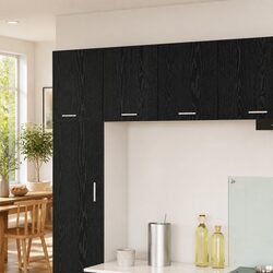 Hanging Kitchen Cabinet with Door Black Oak White 40x31x40cm Modern Storage