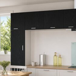 Hanging Kitchen Cabinet with Door Black Oak White Modern Storage 50x31x40cm