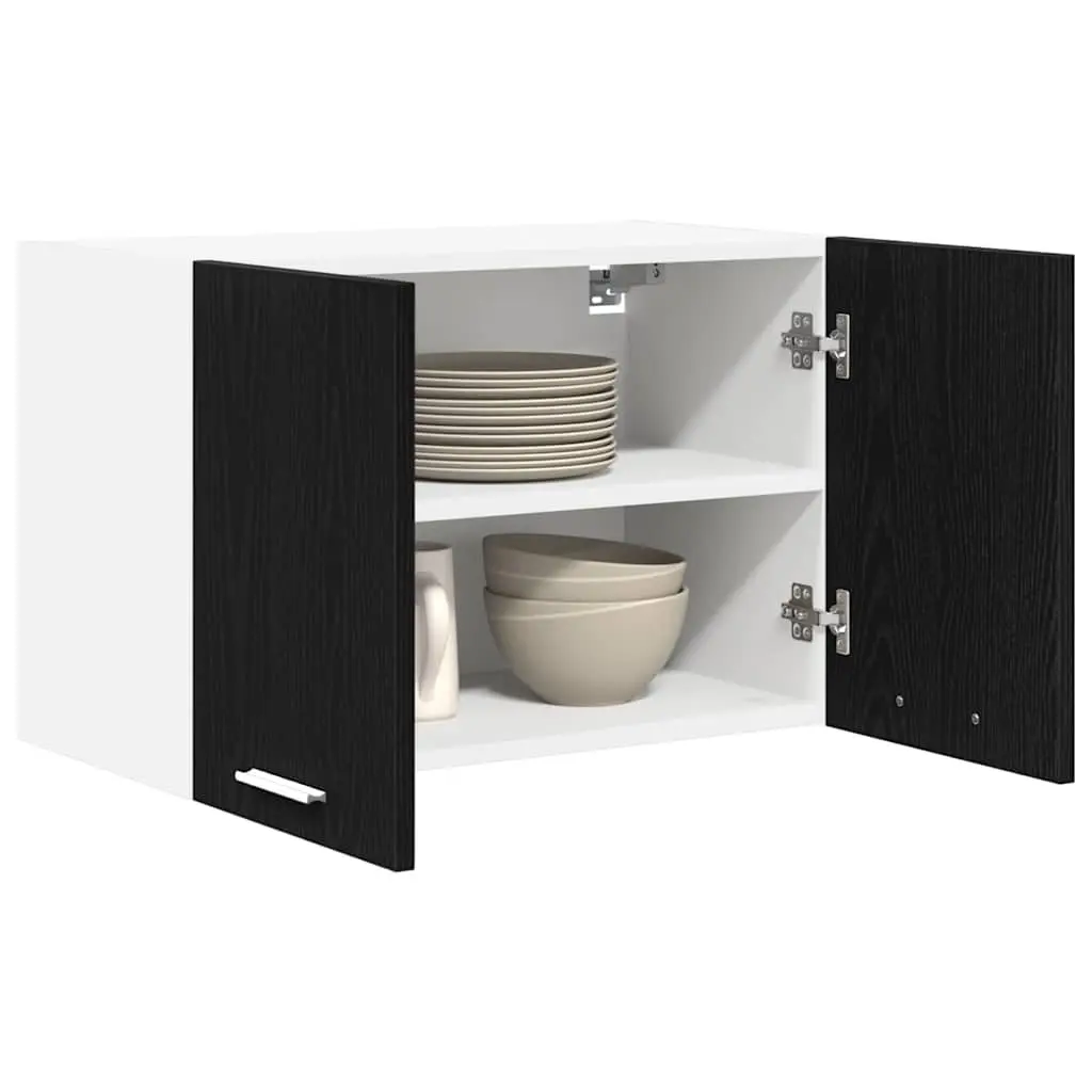 Hanging Kitchen Cabinet Modern Storage 60x31x40 cm Black Oak White