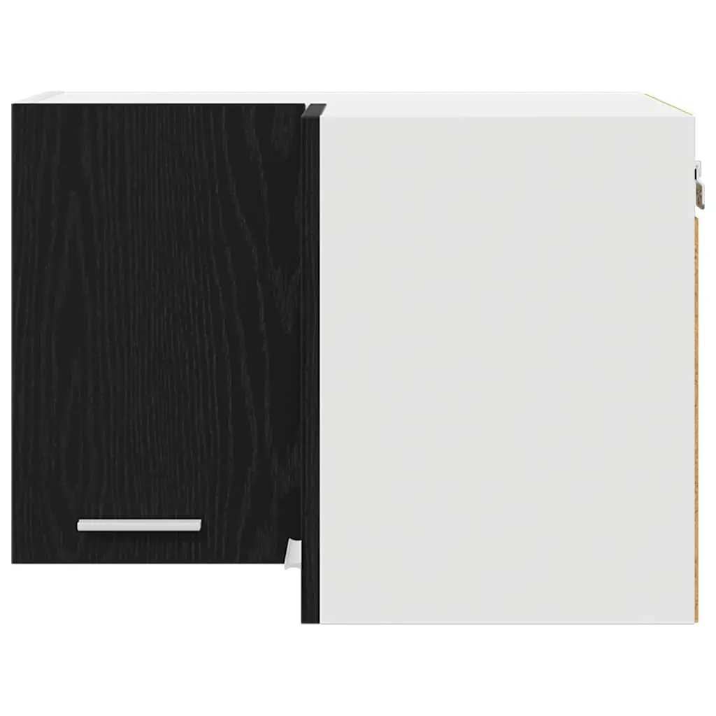 Hanging Kitchen Cabinet Modern Black Oak White 57x57x40cm Wall Mount