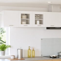 Hanging Kitchen Cabinet with Door White Storage Engineered Wood 40 x 31 x 40 cm