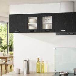 Hanging Kitchen Cabinet 2 pcs Black Oak Modern Storage Engineered Wood