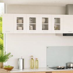 Hanging Kitchen Cabinet 2 pcs White Engineered Wood Modern Storage 60x31x40cm