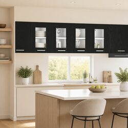 Hanging Kitchen Cabinet Black Oak Modern Storage Engineered Wood 60x31x40cm