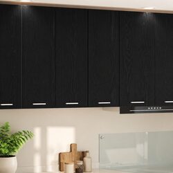 Hanging Kitchen Cabinet with Door Black Oak White Modern Storage 30x31x80cm