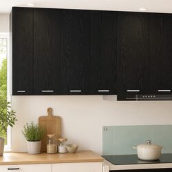 Hanging Kitchen Cabinet Black Oak Modern Storage Cupboard Engineered Wood