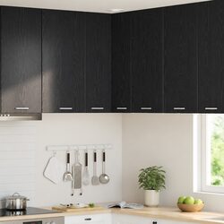 Hanging Kitchen Cabinet Black Oak White Modern Storage 57x57x80cm Wall Mount