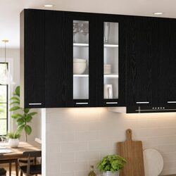 Hanging Kitchen Cabinet Black Oak Modern Storage Engineered Wood 60x31x80cm