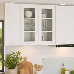 Hanging Kitchen Cabinet with Door White Modern Storage Engineered Wood