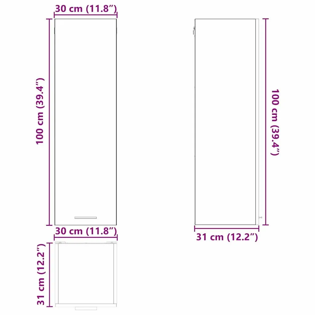 Hanging Kitchen Cabinet Modern Storage Engineered Wood 30 x 31 x 100 cm White