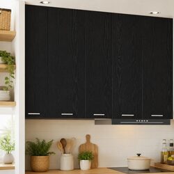 Hanging Kitchen Cabinet Black Oak Modern Storage Unit 30 x 31 x 100 cm
