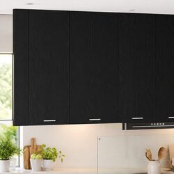 Hanging Kitchen Cabinet with Door Modern Storage Black Oak White 50x31x100cm