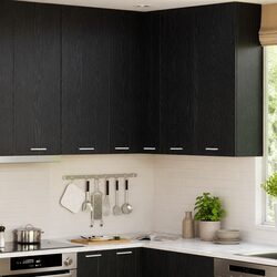 Hanging Kitchen Cabinet with Door Black Oak White 57x57x100cm Modern Storage
