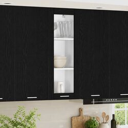 Hanging Kitchen Cabinet Black Oak 40 x 31 x 100 cm Storage Cupboard Modern